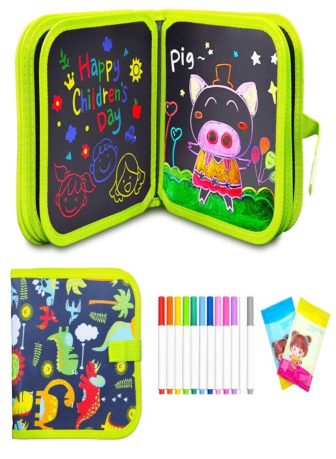 في جراسب دفتر رسم قابل للمسح من VGRASSP، 14 صفحة، للأطفال مع 12 قلم تلوين قابل للغسل ومناديل مبللة - لوحة طباشير قابلة لإعادة الاستخدام للأطفال الصغار ومرحلة ما قبل المدرسة - الألوان حسب المتوفر - Image 1